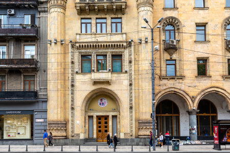 Tbilisi, Georgia - September 23, 2023: facade of Georgian National Academy of Sciences on Shota Rustaveli Avenue in Tbilisi city on autumn dayのeditorial素材