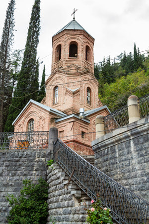 travel to Georgia - St David's Church on Mount Mtatsminda in Tbilisi city on autumn day