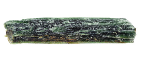 close up of sample of natural stone from geological collection - unpolished chrysotile mineral...