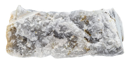 close up of sample of natural stone from geological collection - unpolished melilite...