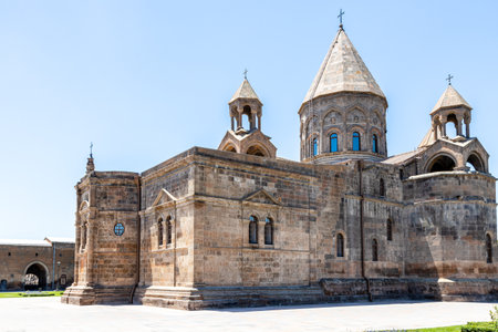 Etchmiadzin Cathedral in Etchmiadzin, Vagharshapat city, Armenia on sunny summer day. Cathedral was listed as World Heritage Site by UNESCOの写真素材