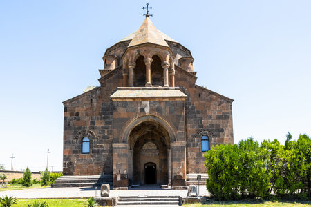 front view of Saint Hripsime Church in Etchmiadzin, Armenia on sunny summer dayâ¤ St Hripsime Church was listed in UNESCO World Heritage Sitesの写真素材