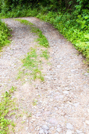 road in mountain forest on Transcaucasian Trail in Dilijan National Park in summer dayの写真素材