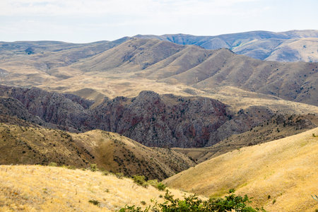 mountains between Ararat and Vayots Dzor Provinces, Armenia on summer dayの写真素材