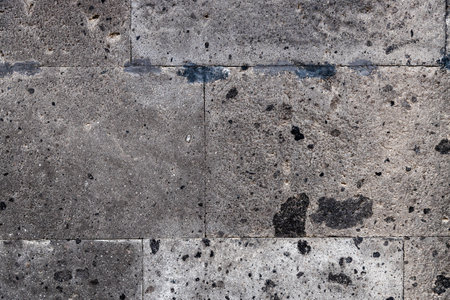 detail of wall of house from natural black tuff stone blocks in Gyumri city, Armeniaの写真素材