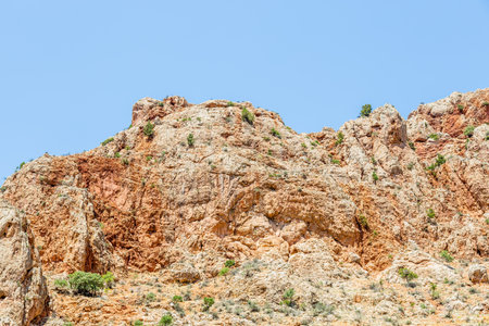 orange wall of Noravank gorge around Noravank monastery in Vayots Dzor Provinces, Armenia on sunny summer dayの写真素材