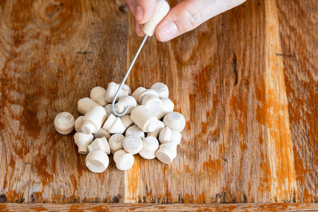 playing in russian biryulki board game closeup on rural table