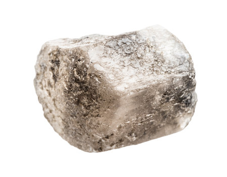 close up of sample of natural stone from geological collection - uncut phenakite mineral isolated on white backgroundの写真素材