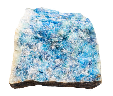 close up of sample of natural stone from geological collection - unpolished lazurite mineral...