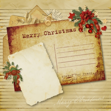Vintage Christmas greeting card の写真素材