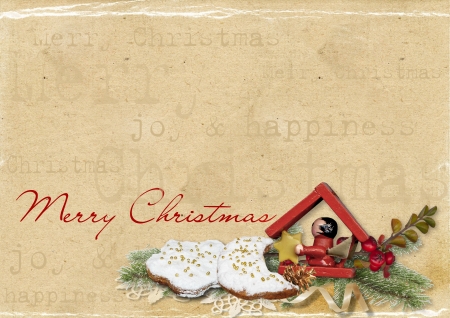 vintage Christmas card with cookies の写真素材