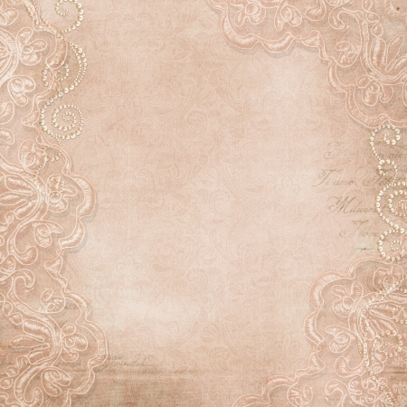Vintage gorgeous background with lace and pearls の写真素材