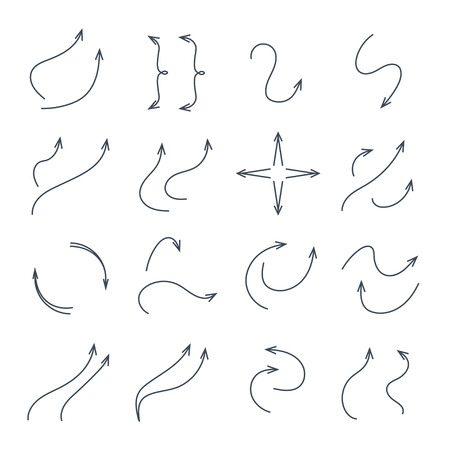 set of thin line arrowsのイラスト素材