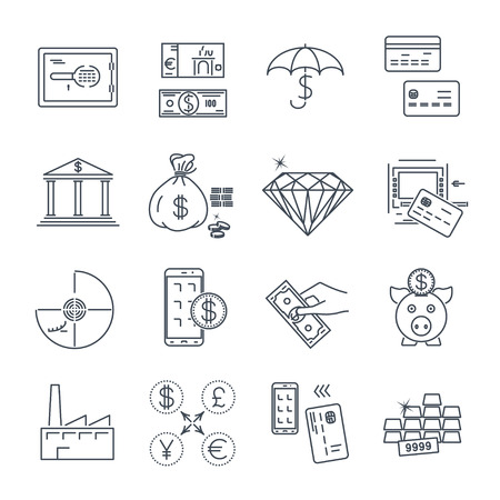 Set of thin line icons business, finance, money, bank.のイラスト素材