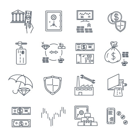 set of thin line icons business, finance, money, safeのイラスト素材