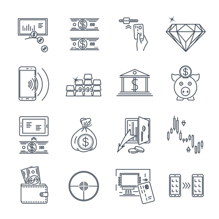 set of thin line icons business, finance, money, moneyboxのイラスト素材