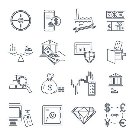 set of thin line icons business, finance, money, paymentのイラスト素材