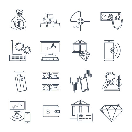 set of thin line icons business, finance, money, cardのイラスト素材