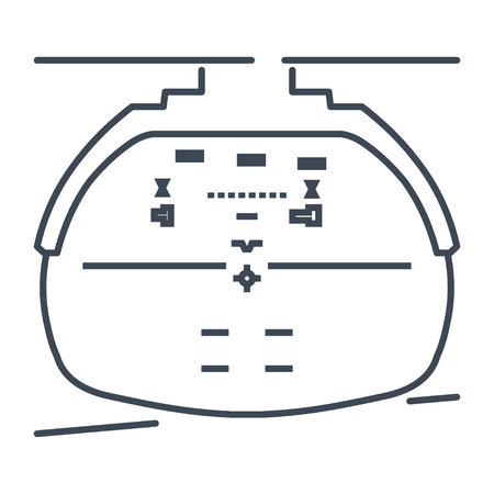 thin line icon airplane glass cockpit display, head up display, vision systemのイラスト素材