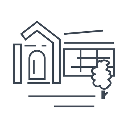 thin line icon shop, bar, restaurant exterior buildingのイラスト素材