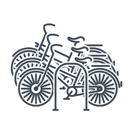 thin line icon bicycle, bike parkingのイラスト素材