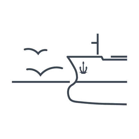 thin line icon  ship in open seaのイラスト素材
