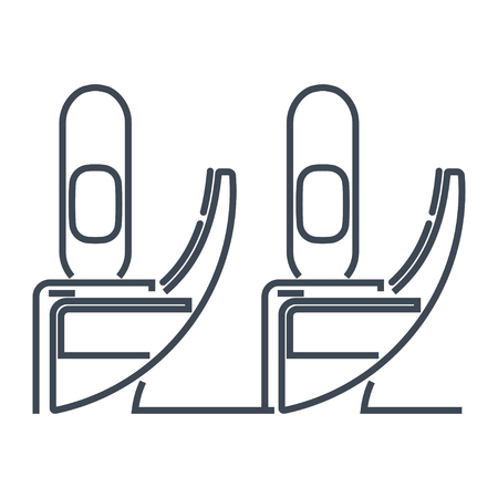 thin line icon airplane airline seats in the cabin, windows and chairのイラスト素材