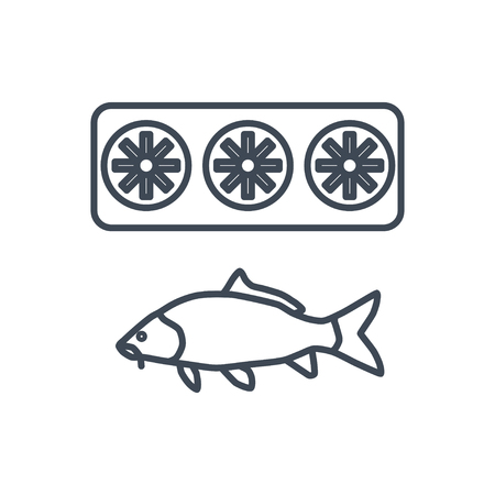 thin line icon fish storage, cooling fish, refrigeratorのイラスト素材