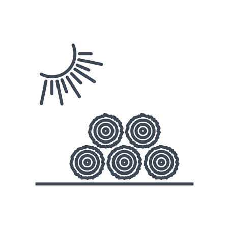 thin line icon lumber, wood, logging industry, wood dryingのイラスト素材