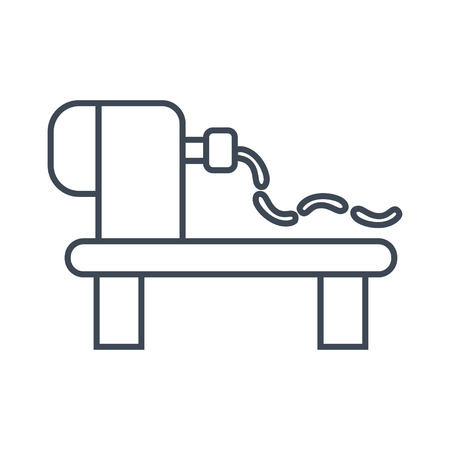 thin line icon meat processing plant, production of sausagesのイラスト素材