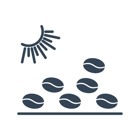black icon of making coffee beans, sun drying process, sunlightのイラスト素材