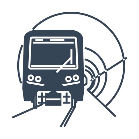 black icon underground tunnel and metro train, subway, railwayのイラスト素材