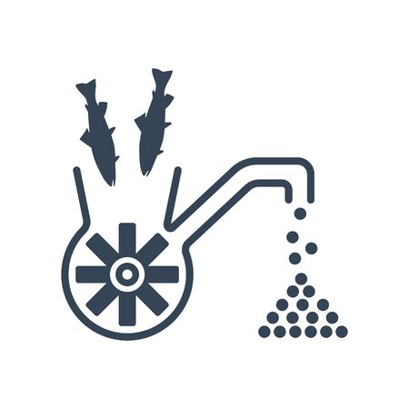 black icon fish processing, grinding, milling fishのイラスト素材