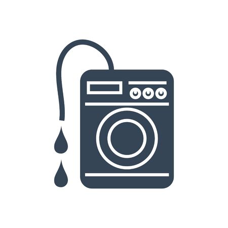black icon laundry, washing machine, water supply and drainageのイラスト素材