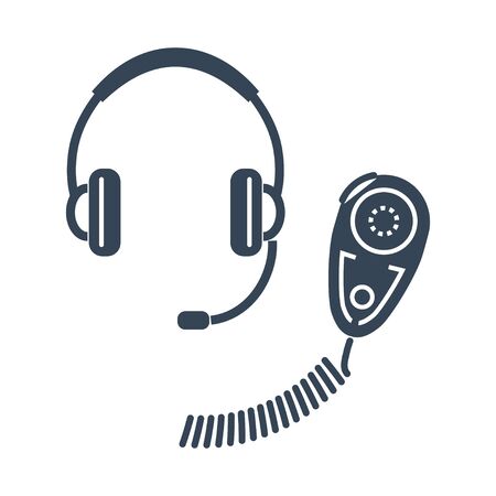 black icon walkie talkie, radio set, headphonesのイラスト素材