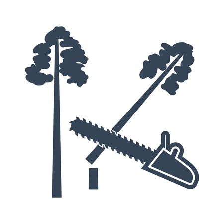 black icon lumber, wood, logging industry, felling of trees, sawのイラスト素材