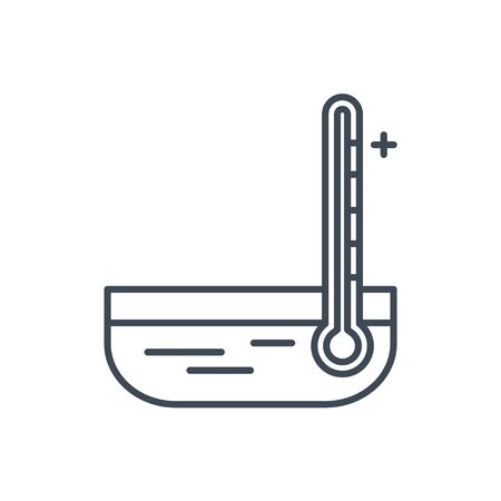 Thin line icon thermometer measures the temperature of the water, beverages industryのイラスト素材