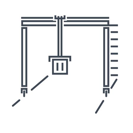 Thin line icon container industrial crane, loadingのイラスト素材