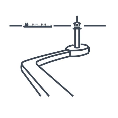 Thin line icon lighthouse, beacon, shipのイラスト素材