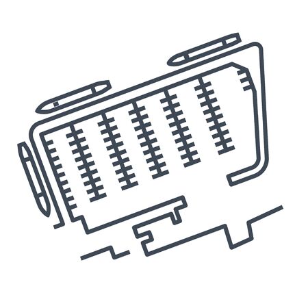 Thin line icon sea port, boats and ships dockedのイラスト素材