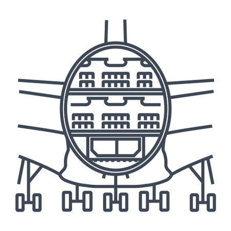 Thin line icon interior of passenger airplane