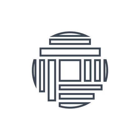 Thin line icon sawed wood profile, manufacture sawmillingのイラスト素材