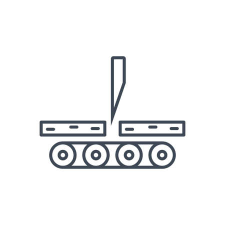Thin line icon manufacture of wood, steel production processのイラスト素材