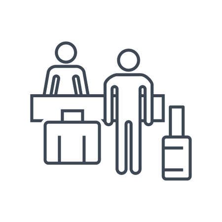 Thin line icon client on reception, luggageのイラスト素材