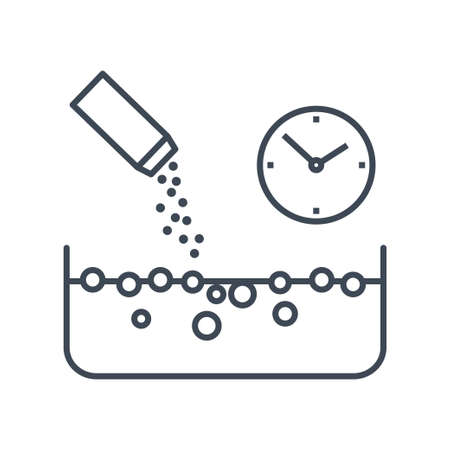 Thin line icon beverages and food industry, pouring ingredients, spices, fermentationのイラスト素材