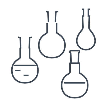 Thin line icon chemical laboratory equipment, beverages and food, medical industry, flaskのイラスト素材