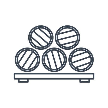 Thin line icon storage of wine and beer in barrelsのイラスト素材