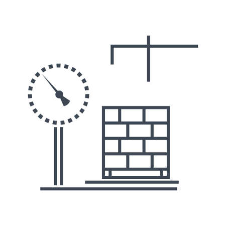Thin line icon warehouse, freight terminal, weighing pallet on scalesのイラスト素材