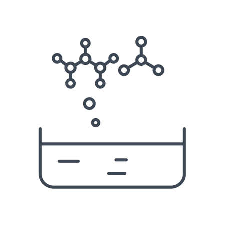 Thin line icon chemical laboratory equipment, beverages and food, medical industry, chemical formulaのイラスト素材