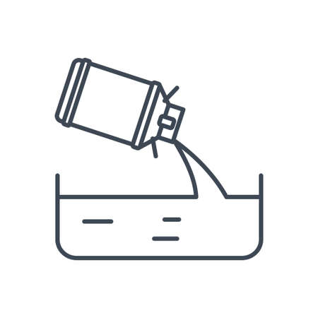 Thin line icon manufacture of dairy products, milk churn pouringのイラスト素材